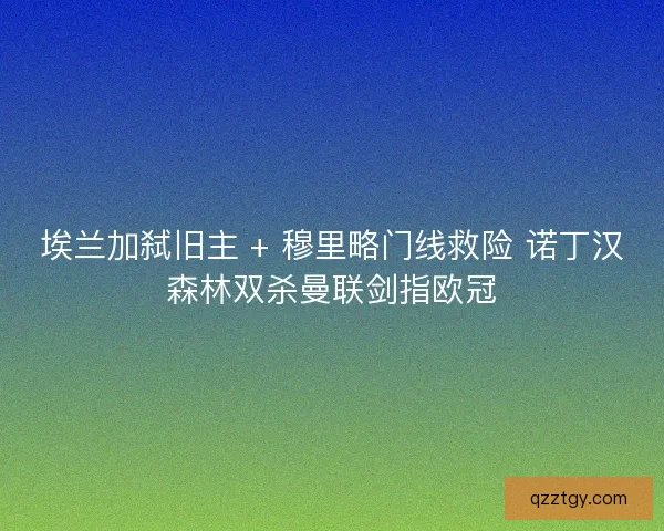 埃兰加弑旧主 + 穆里略门线救险 诺丁汉森林双杀曼联剑指欧冠